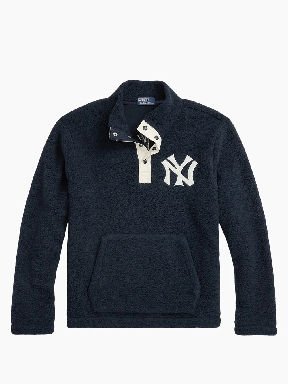 Ralph Lauren Navy Sherpa Zip Pullover with White Logo